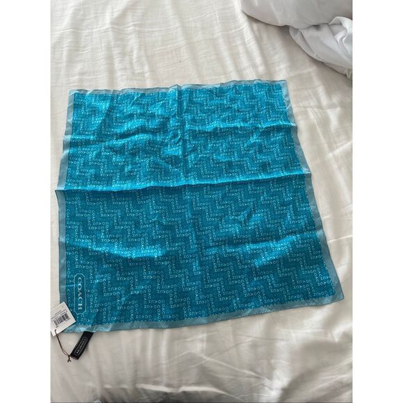 NWT Coach HERRINGBONE WORDMARK Silk scarf - Picture 1 of 4